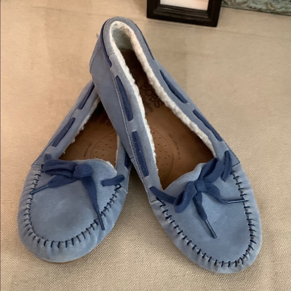 BOBS By Skechers Blue Moccasin Shoes with Cozy Plush Lining 7.5